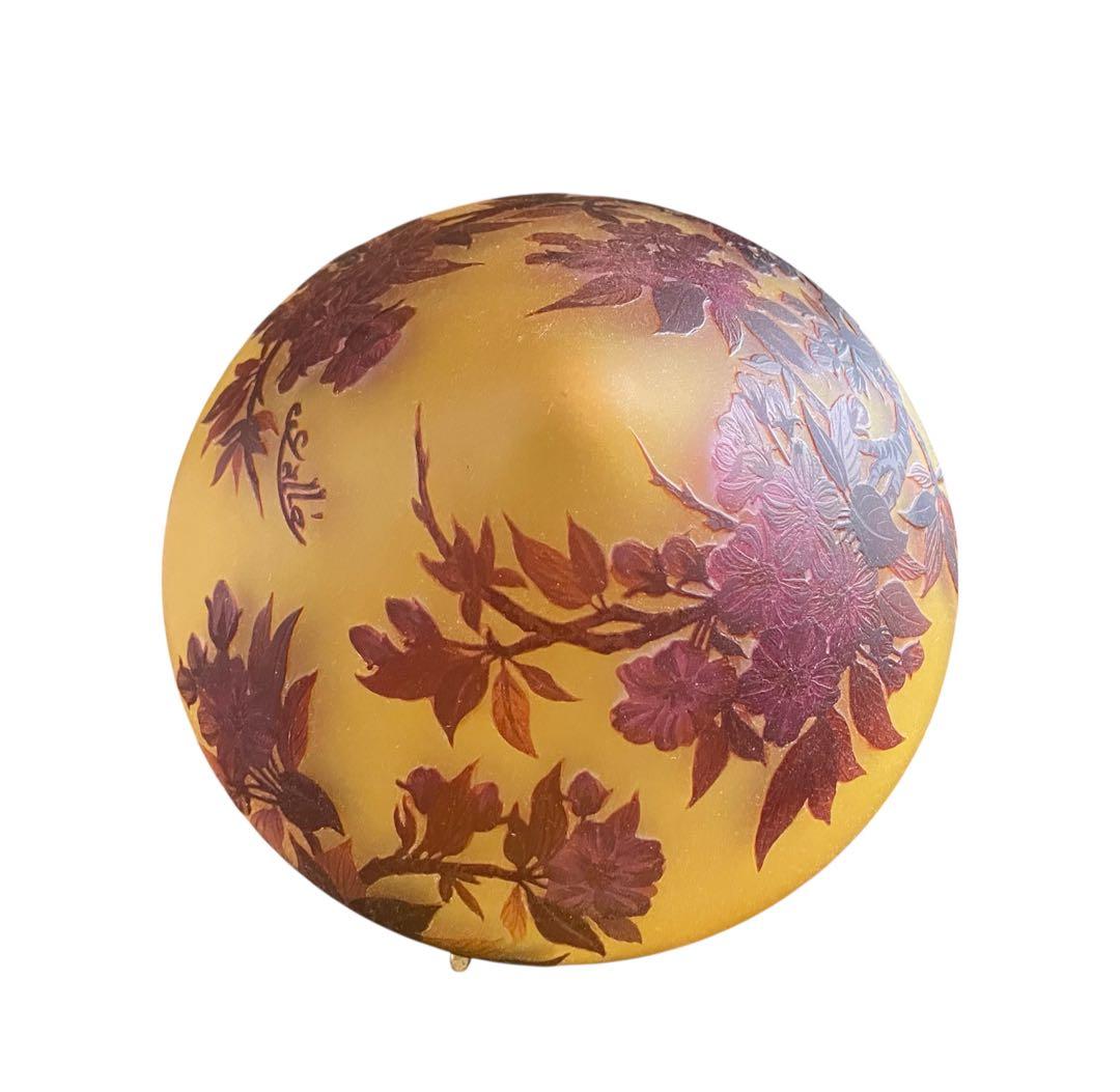 エミール・ガレ　アールヌーヴォー調 花文様 ガラス テーブルランプ 照明