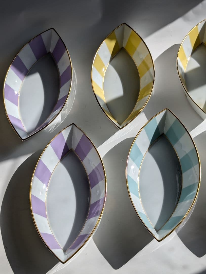 （Ｂ!!）LEMOGES 葉型ストライプ皿 8枚セット