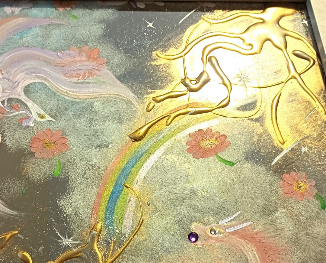 開運絵画　❀アクリルＡ4size額付き絵画❀華