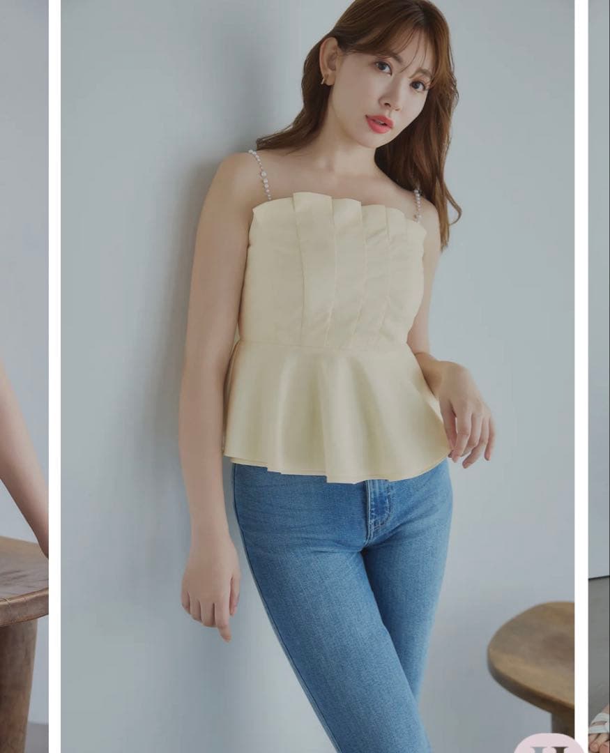 Herlipto Pearl-Strap Frill Top Lemon 新品