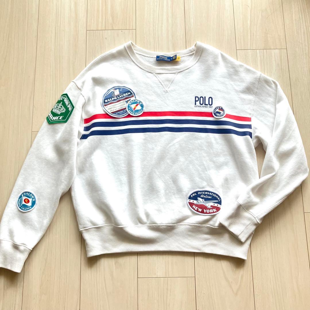 極美品✨ポロ ラルフローレン トラベルワッペンスウェット レディース M 白
