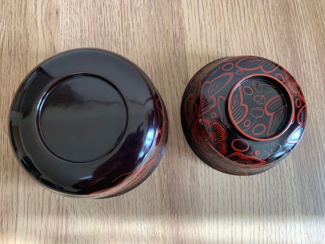 吉野塗　時代物　木芙蓉文のお椀3客　検懐石道具吉野塗　飯碗　吸物椀　珍品　蓋皿