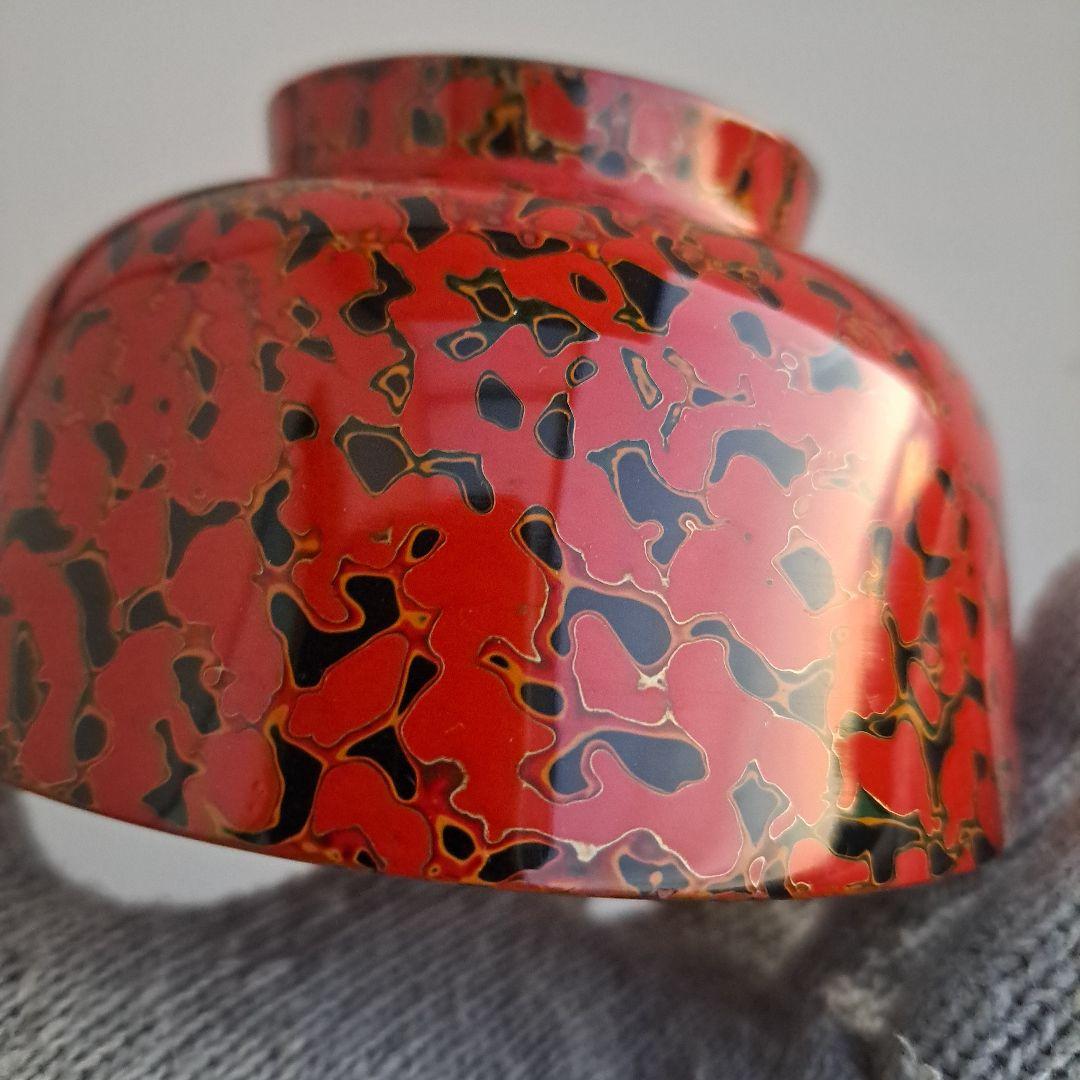 【津軽塗　唐塗　羽反型　汁椀×5客】天然木製　赤上　長期保管品