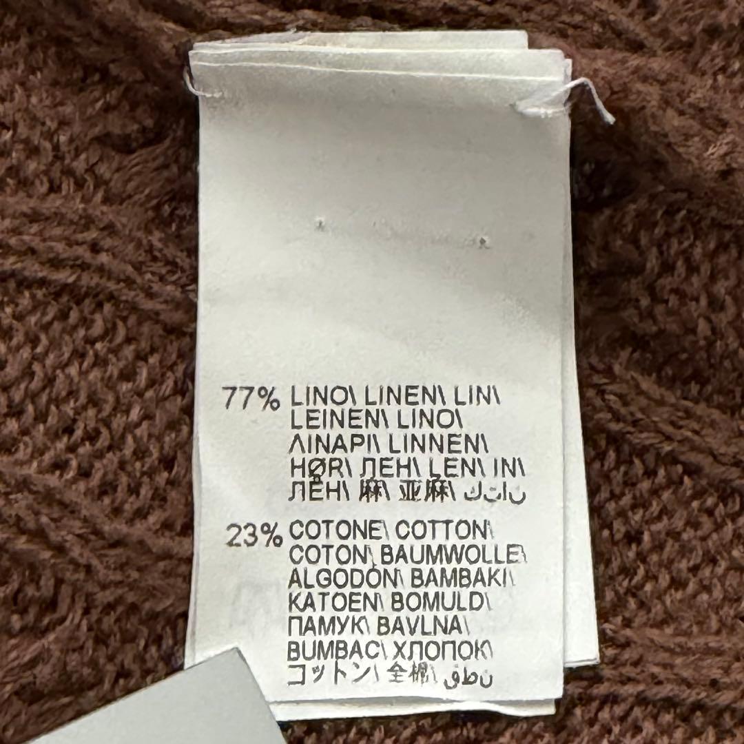 ブルネロクチネリ リネン コットン Vネック ケーブル ニット 46