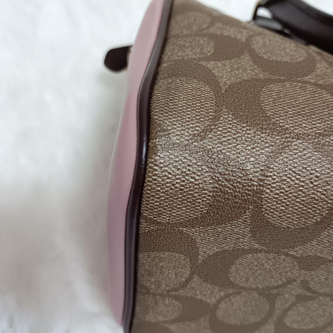 COACH コーチ シグネチャー 2WAY ショルダーバッグ ピンク ブラウン