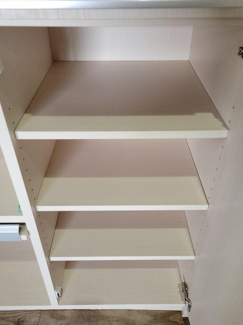 レンジボード フラップ扉収納付き キッチンボード ホワイト　食器棚