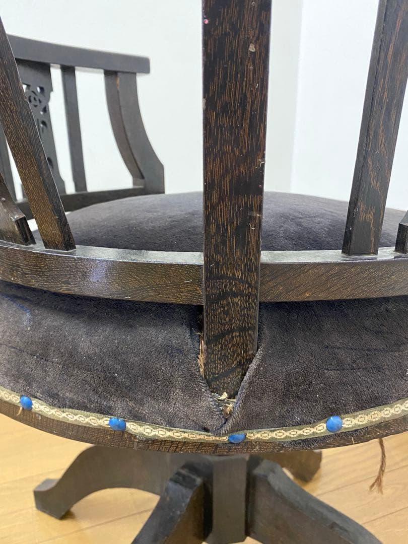 アンティーク レトロ ドクターチェア 回転椅子 ベロアシート当時物