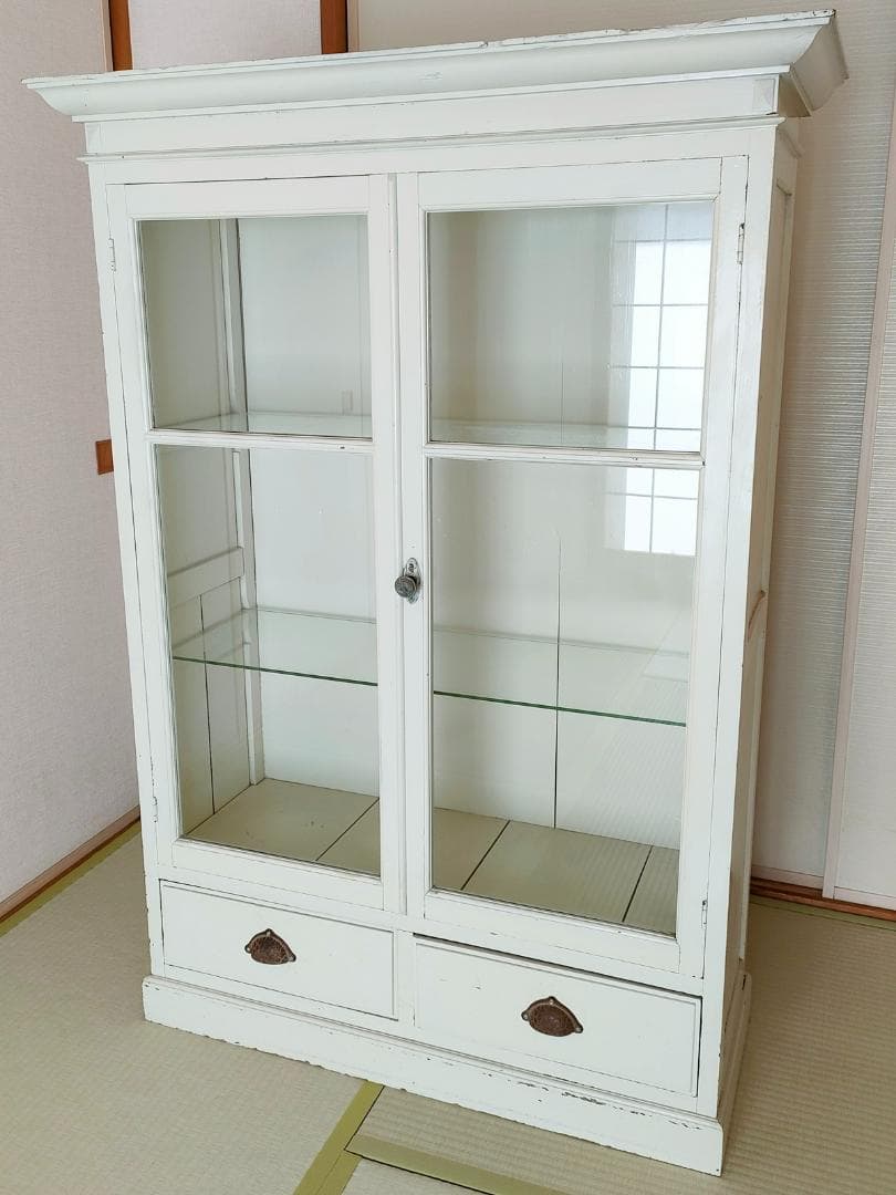 ケビント ガラス戸棚 古家具 レトロ 【送料込み】