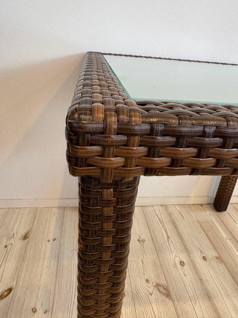 ラタン調 ガラストップ エーゲテーブル 屋外可 カフェ ガーデン③