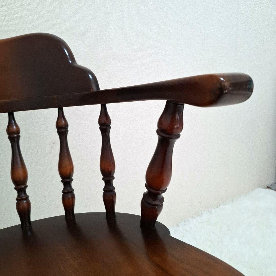 【美品】飛騨産業 アームチェア ダイニングチェア キツツキマーク