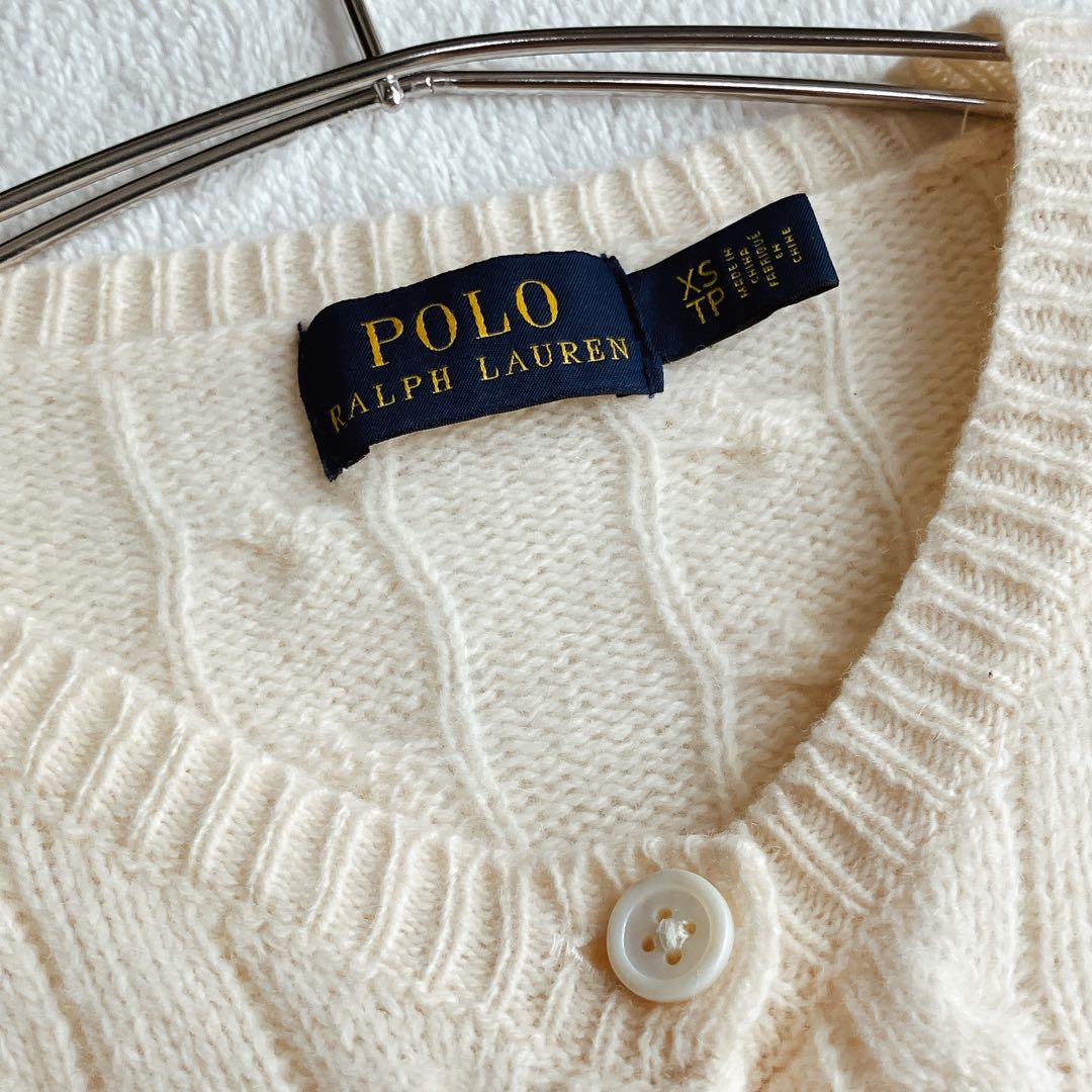 ポロラルフローレン★カシミヤ ケーブルニット カーディガン ポニー刺繍/手洗い可