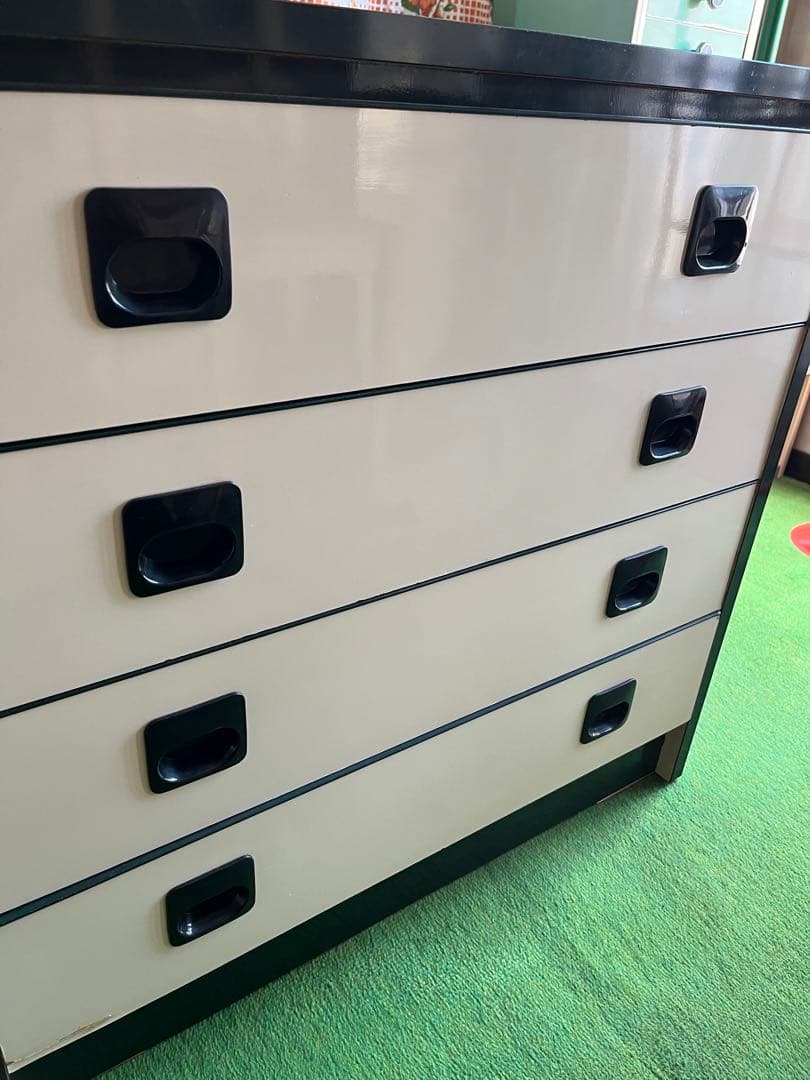 チェスト 昭和レトロ レトロポップ インテリア 当時物 白 緑 箪笥