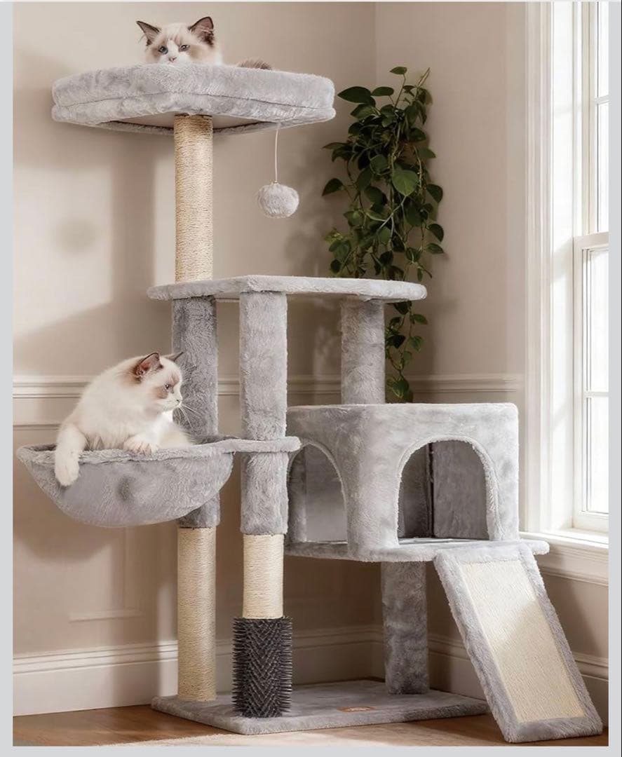 キャットタワー　グレー　猫タワー