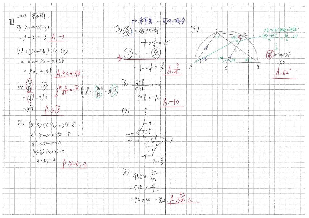 塾講師オリジナル数学解説 全問動画付 福岡 公立高校入試 2022-24 過去問