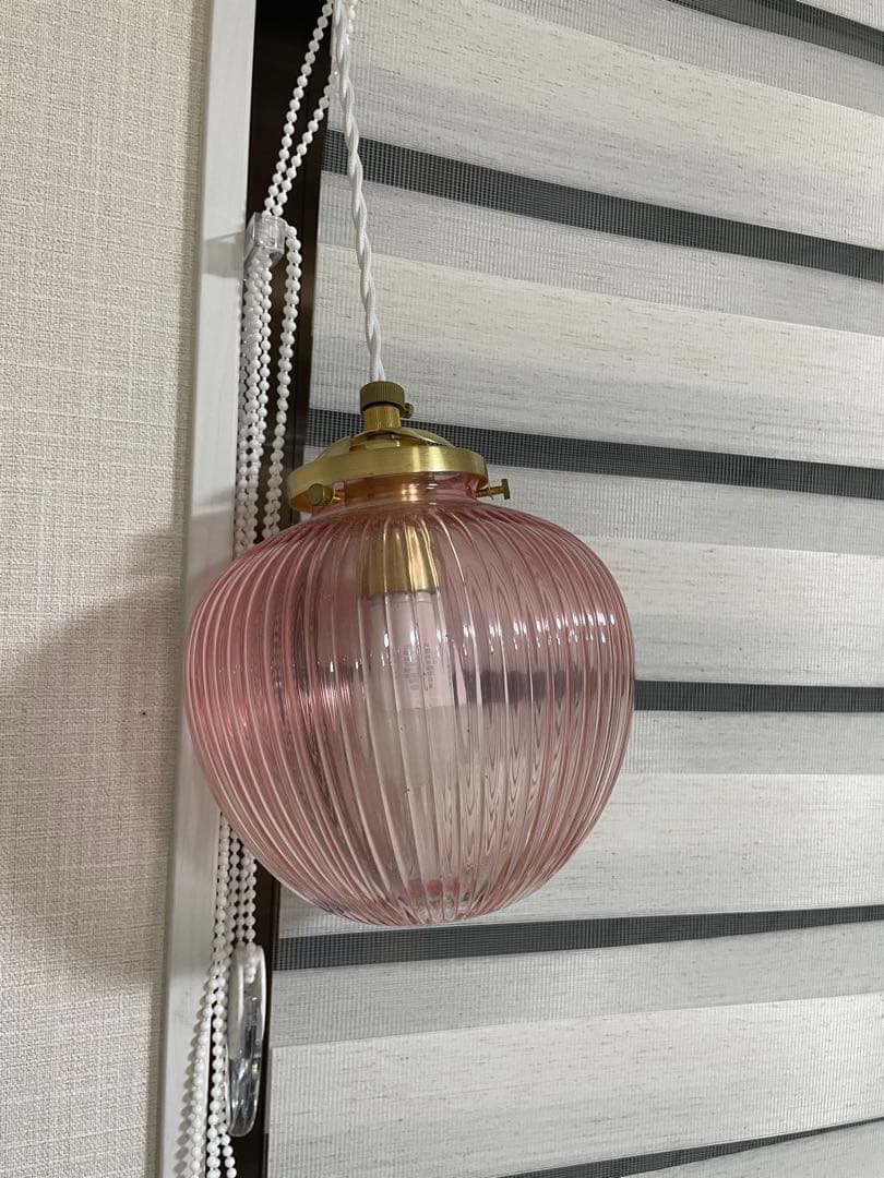 リブデザイン ペンダントライト ピンク クリアセット