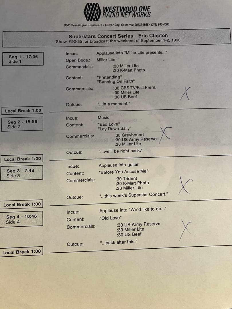 Eric Clapton westwood one ジャーニーマンFMライブ音源
