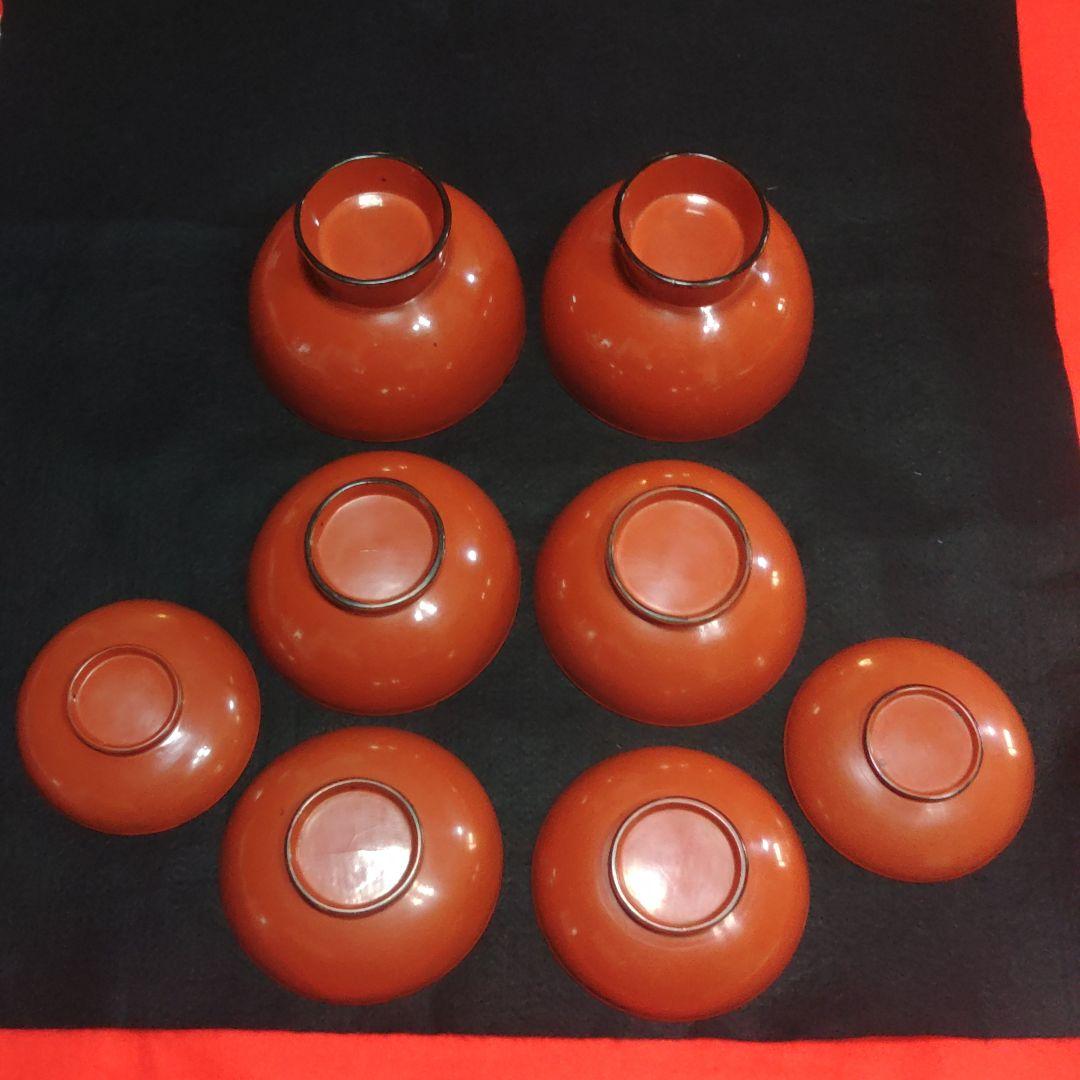 応量器　江戸初期　根来四つ椀二組完品　漆器