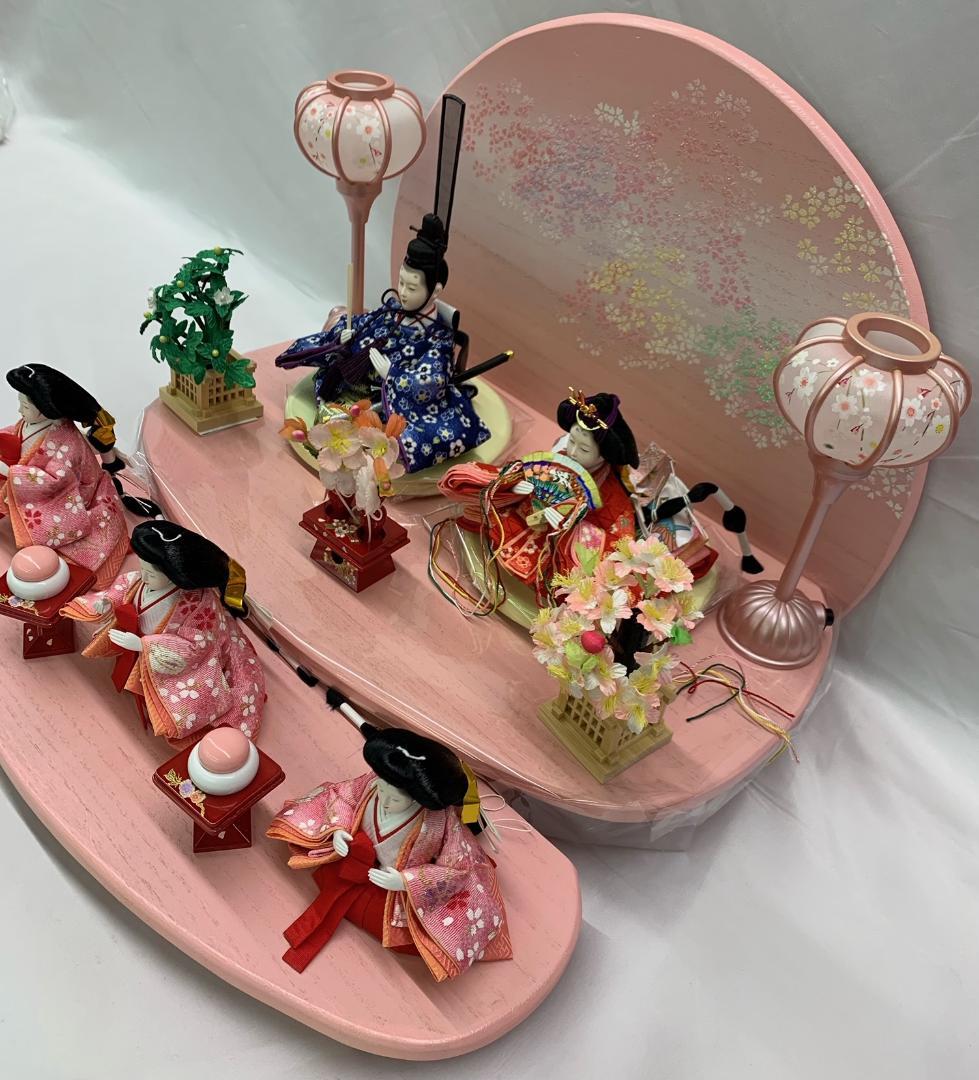 雛人形 桐二段飾 豆親王五人飾 三人官女セット ひな人形 初節句 プレゼント