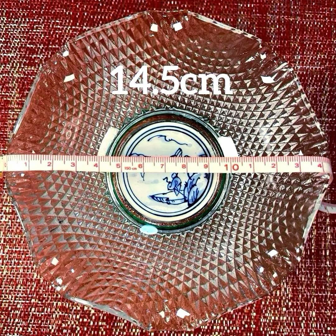 ー美濃焼ー 【未使用】 龍峰窯 緑交趾 花風流 つみき 祥瑞ガラスデザート鉢揃