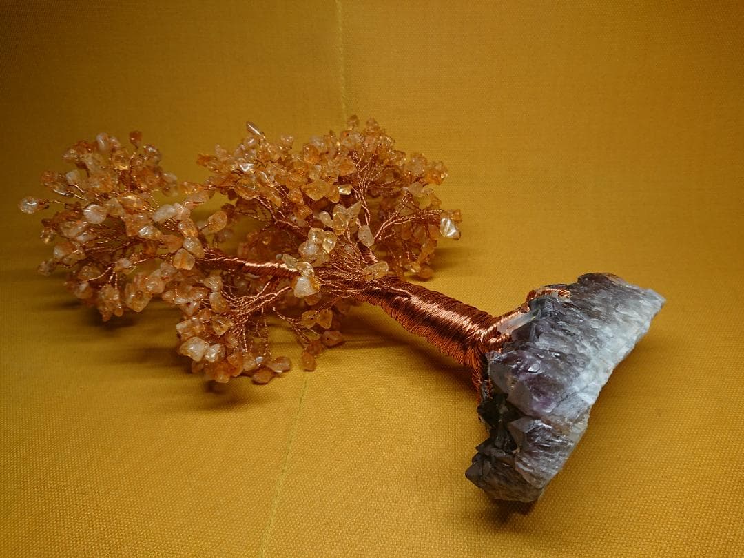 天然石　招財樹　金運樹　アメジスト　置物　インテリア　工芸品　美術品　A1101