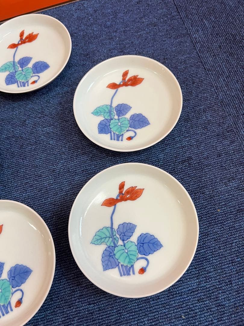 1447 今右衞門　錦花絵　中皿　5客　未使用