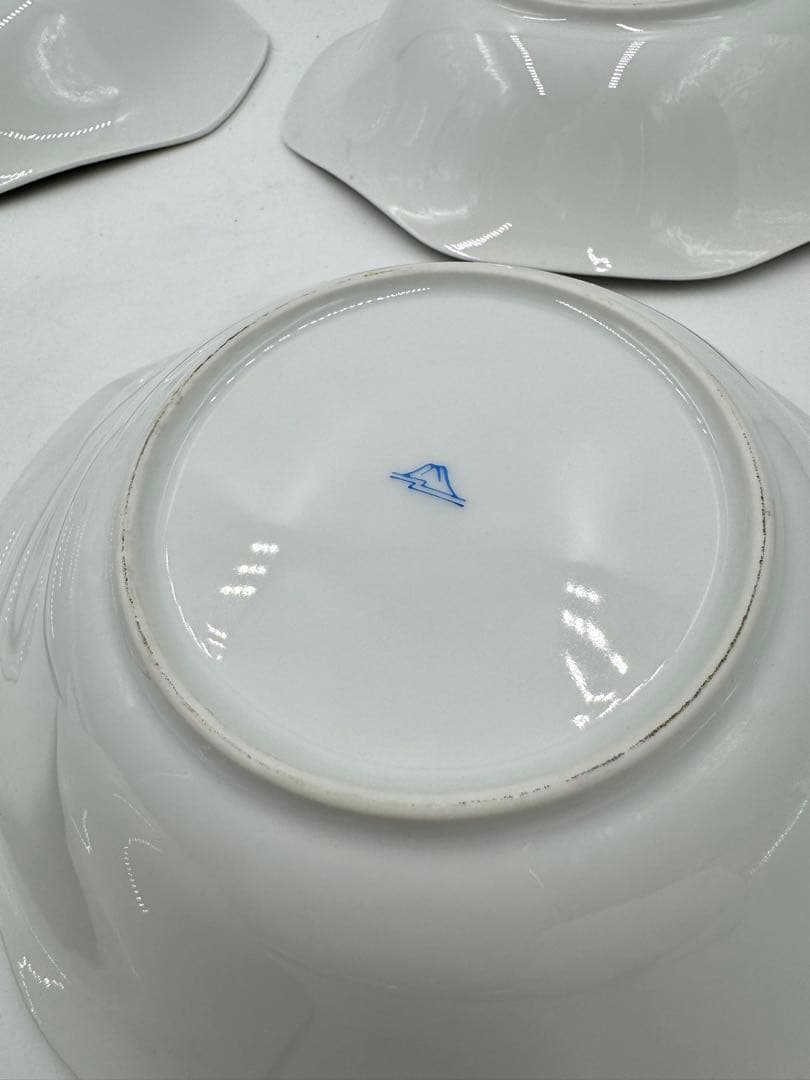 オールド深川製磁　耳付楕円　ぶどう絵皿　5枚組