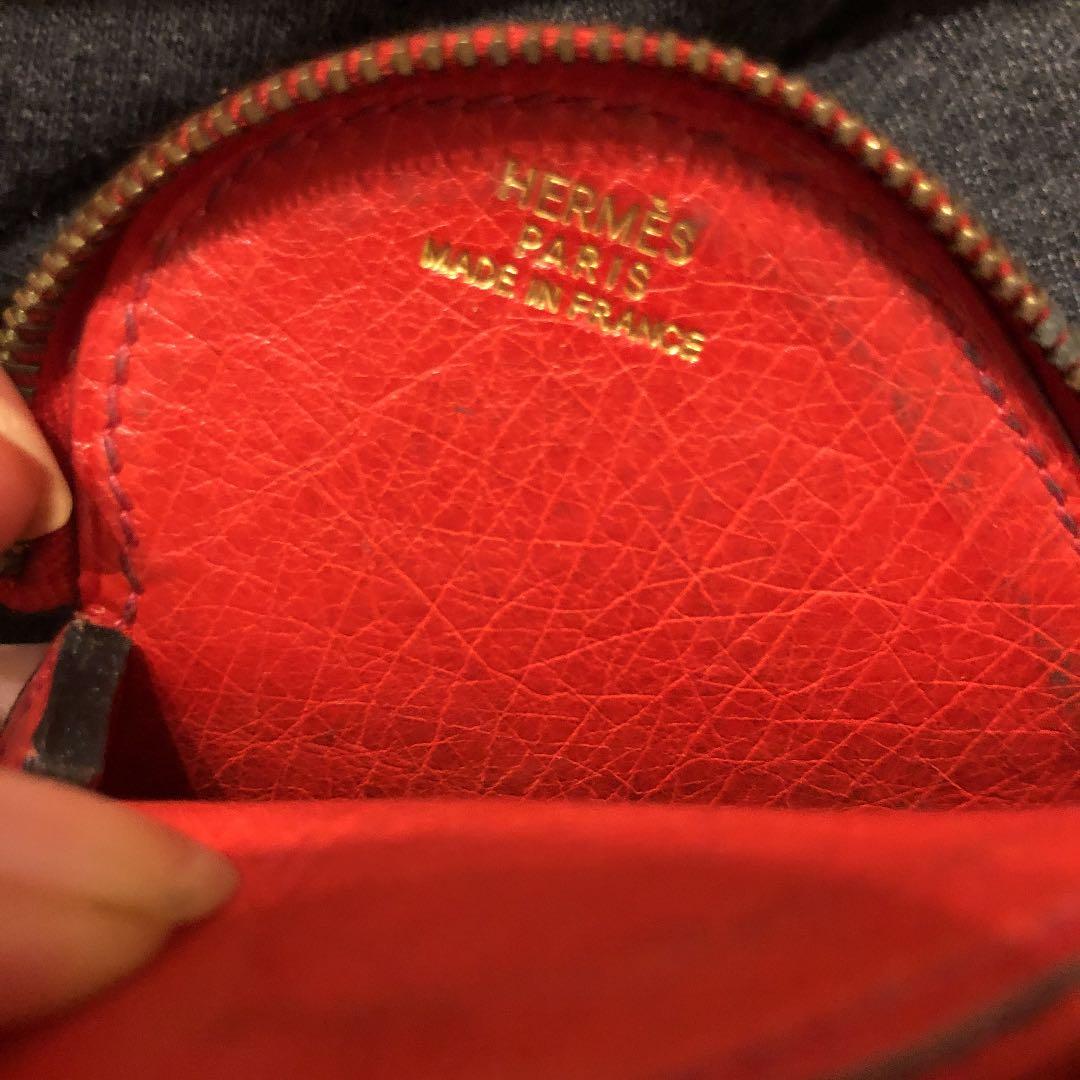 りんご エルメス　小銭入れ　イチゴ オーストリッチ ルージュヴィフ