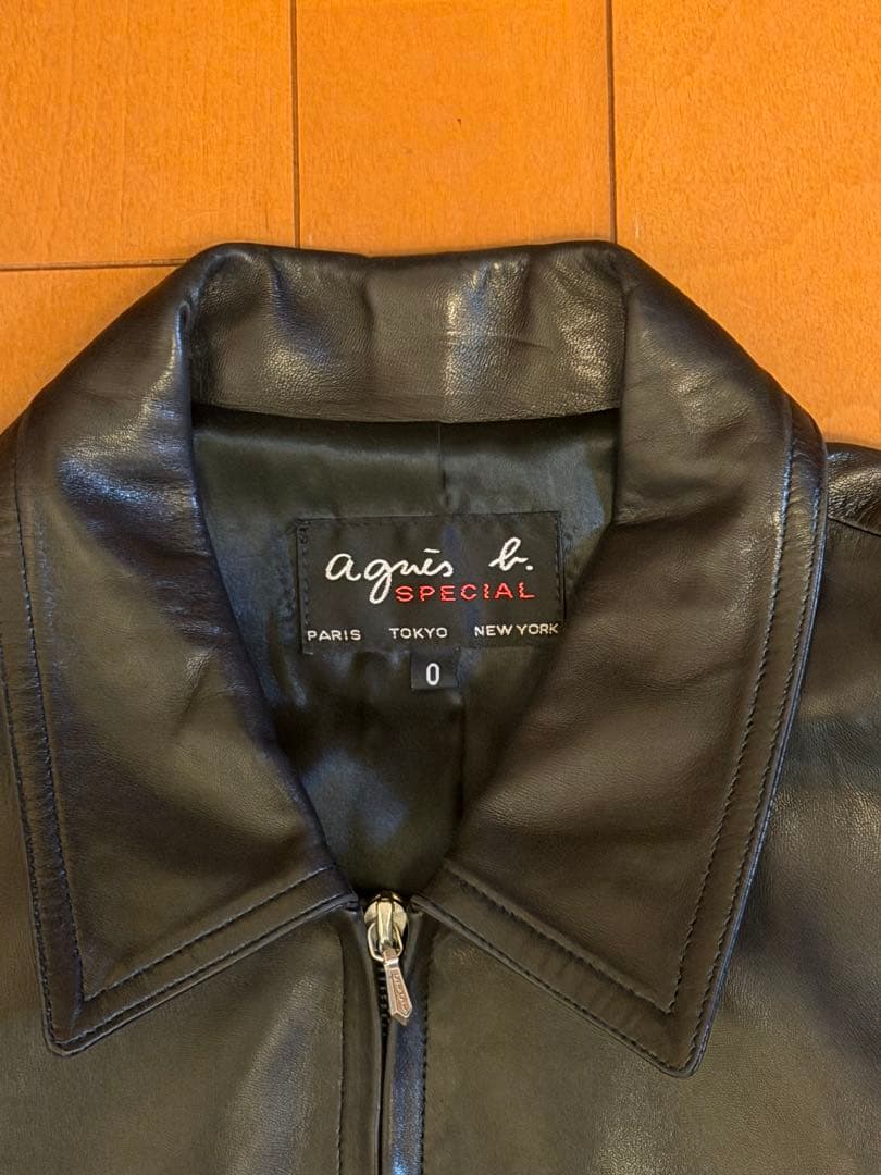 アニエスベー ラムレザー ライダースジャケット フランス製　サイズ0
