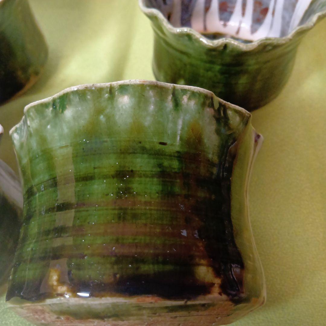 魯山人写し　中垣連次作　秀峰窯　織部 小丼 中鉢　多用鉢 椀　5客