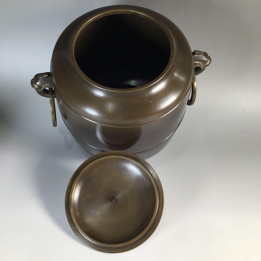 Ｎ８４１　皆具　『角田秀峰造』『唐銅』『水指　建水　蓋置　杓立』　共箱　茶道具