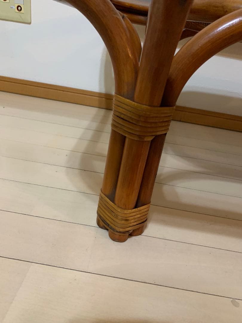 ラタン　テーブル　ヴィンテージ　ガラステーブル