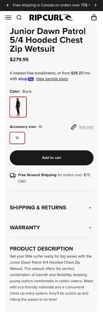 rwaz【Rip curl】ジュニア（キッズ）フード付きセミドライ