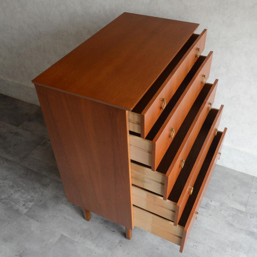 イギリスヴィンテージ ミッドセンチュリー チーク 5段チェスト 北欧家具 タンス