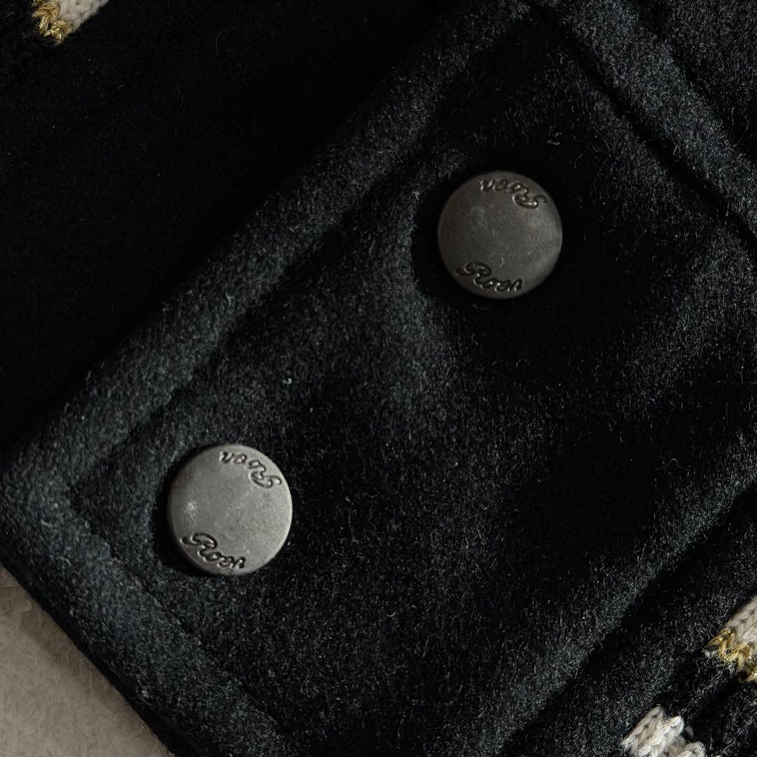 Roen レザー切替スタジャン　Y2K 2way ディアスキン　刺繍　黒　L