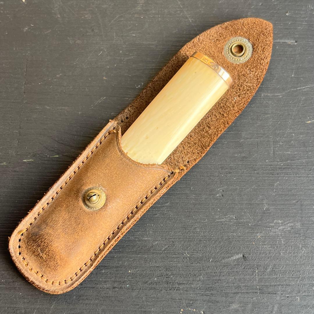 14金 パイプ 吸い口 マウスピース レザーケース付き 喫煙具 タバコ 骨董