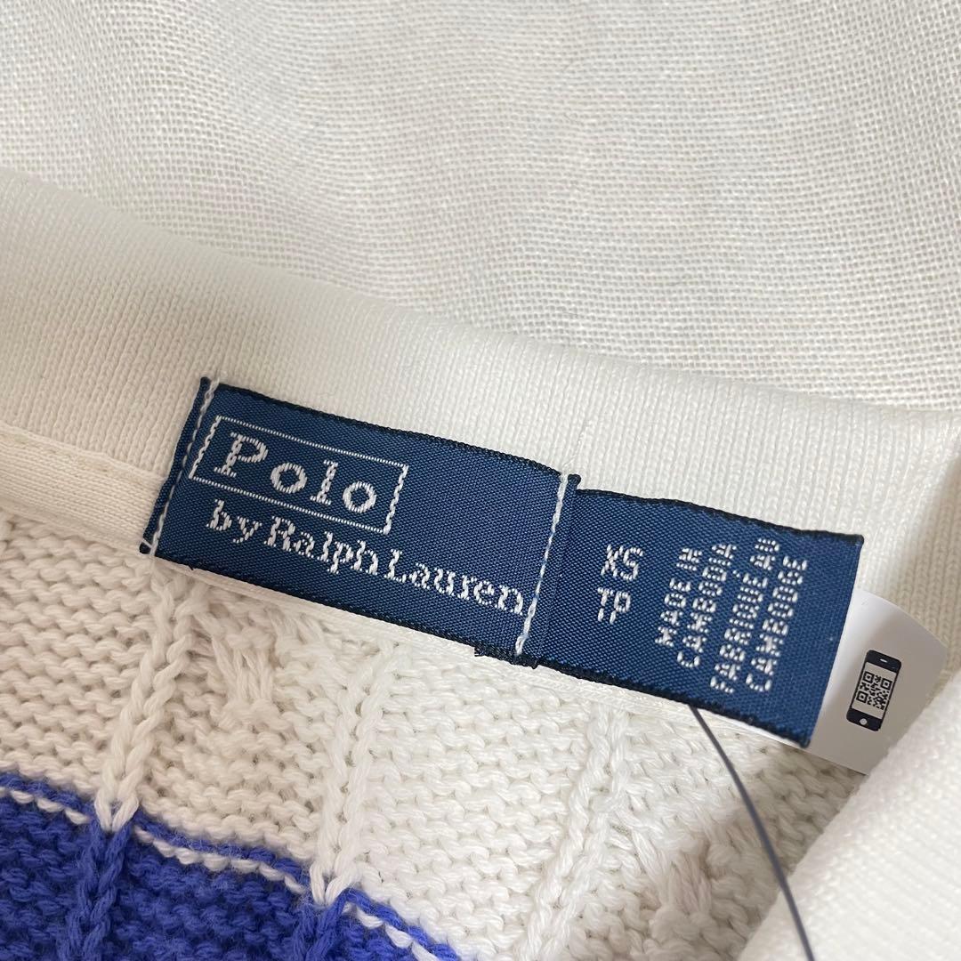 新品タグ付き♡ラルフローレン♡ポニーコットンケーブルニットポロシャツ　ボーダー
