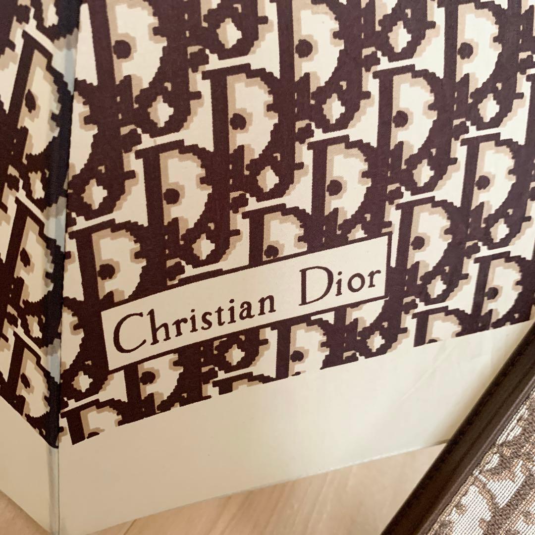 【人気】クリスチャンディオール 折り畳み傘 ケース付 トロッター柄 総柄 茶色