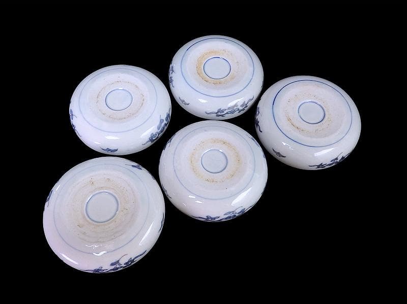 古伊万里　色絵　窓絵　菊に桔梗の図　膾皿　５客　C001AS-CWa