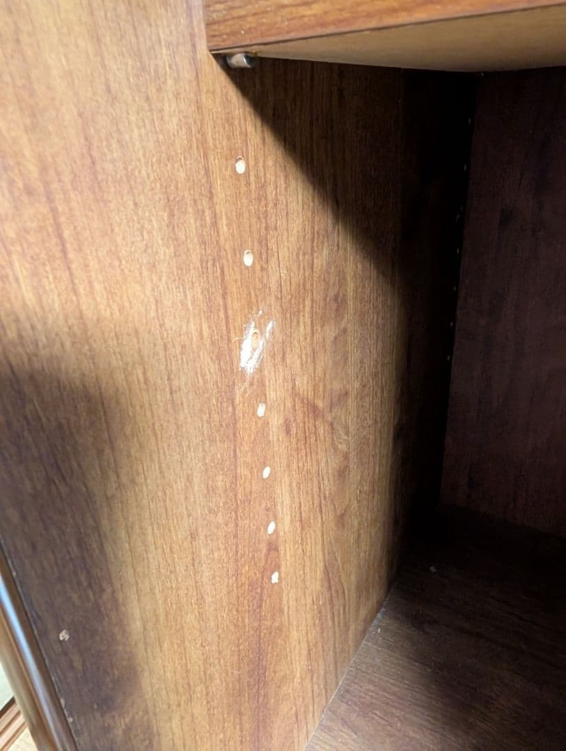 木製食器棚 ガラス扉付き 引き出し付き