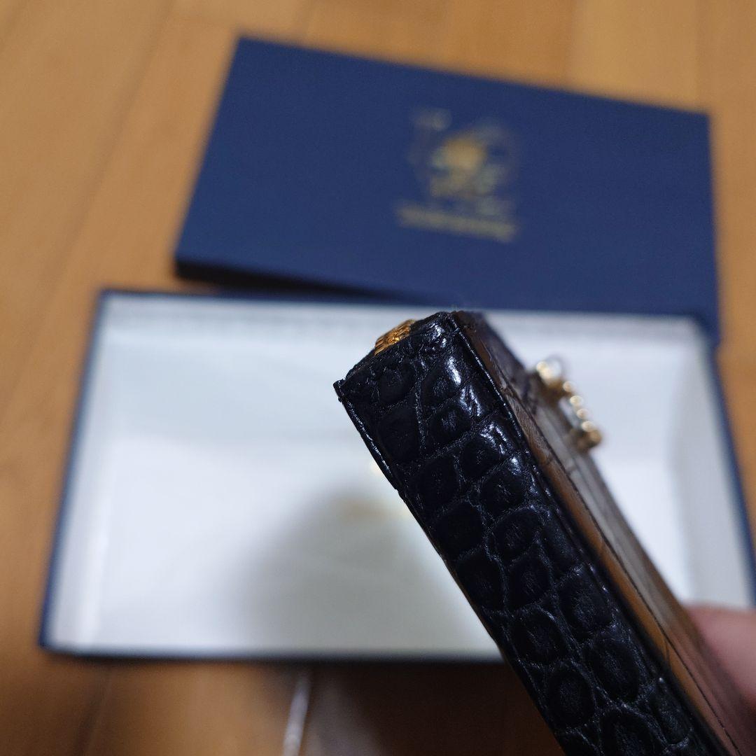 A.D.M.J. ブラックL字ファスナー長財布 クリスタル装飾