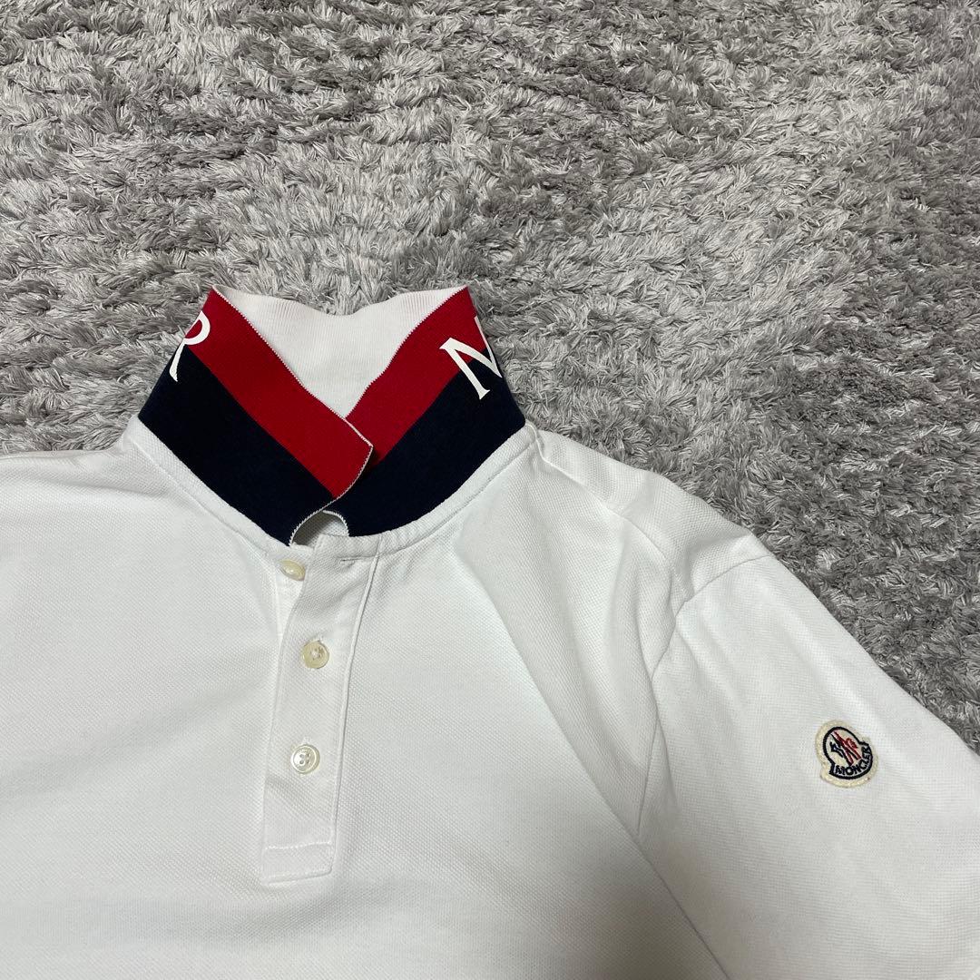 モンクレール　ホワイト ポロシャツ トリコロール襟