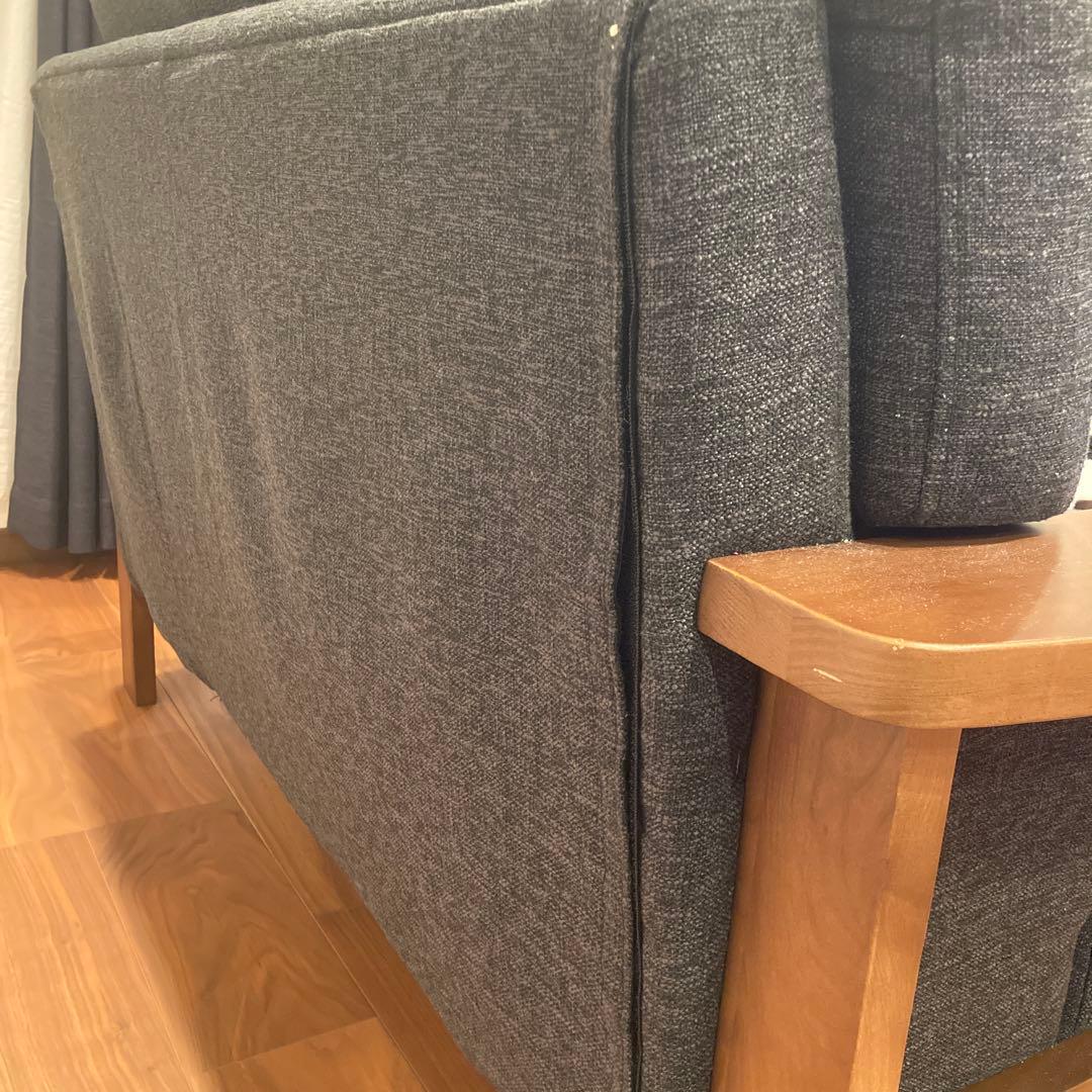 ソファNC779 2人掛け ブラック/ウォールナット