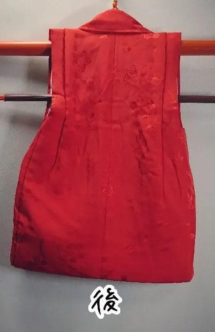 ○３歳用被布（七五三）正絹　地紋・桜桔梗　赤