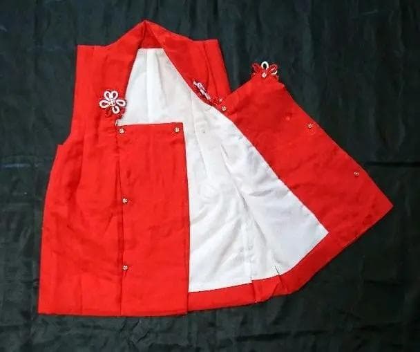 ○３歳用被布（七五三）正絹　地紋・桜桔梗　赤