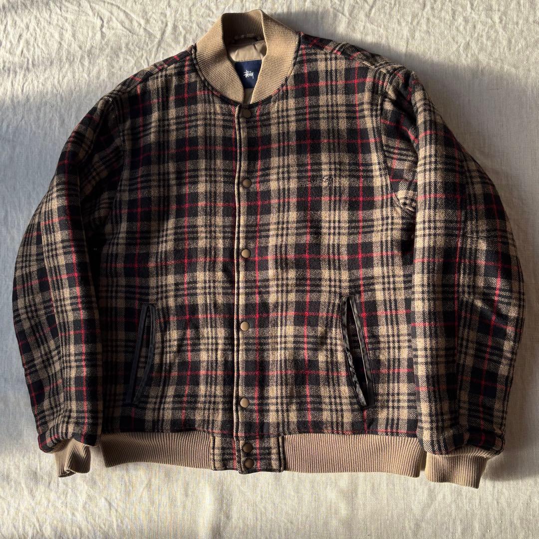 OLD STUSSY ショーンフォント ロゴ刺繍 ウールスタジャン ステューシー