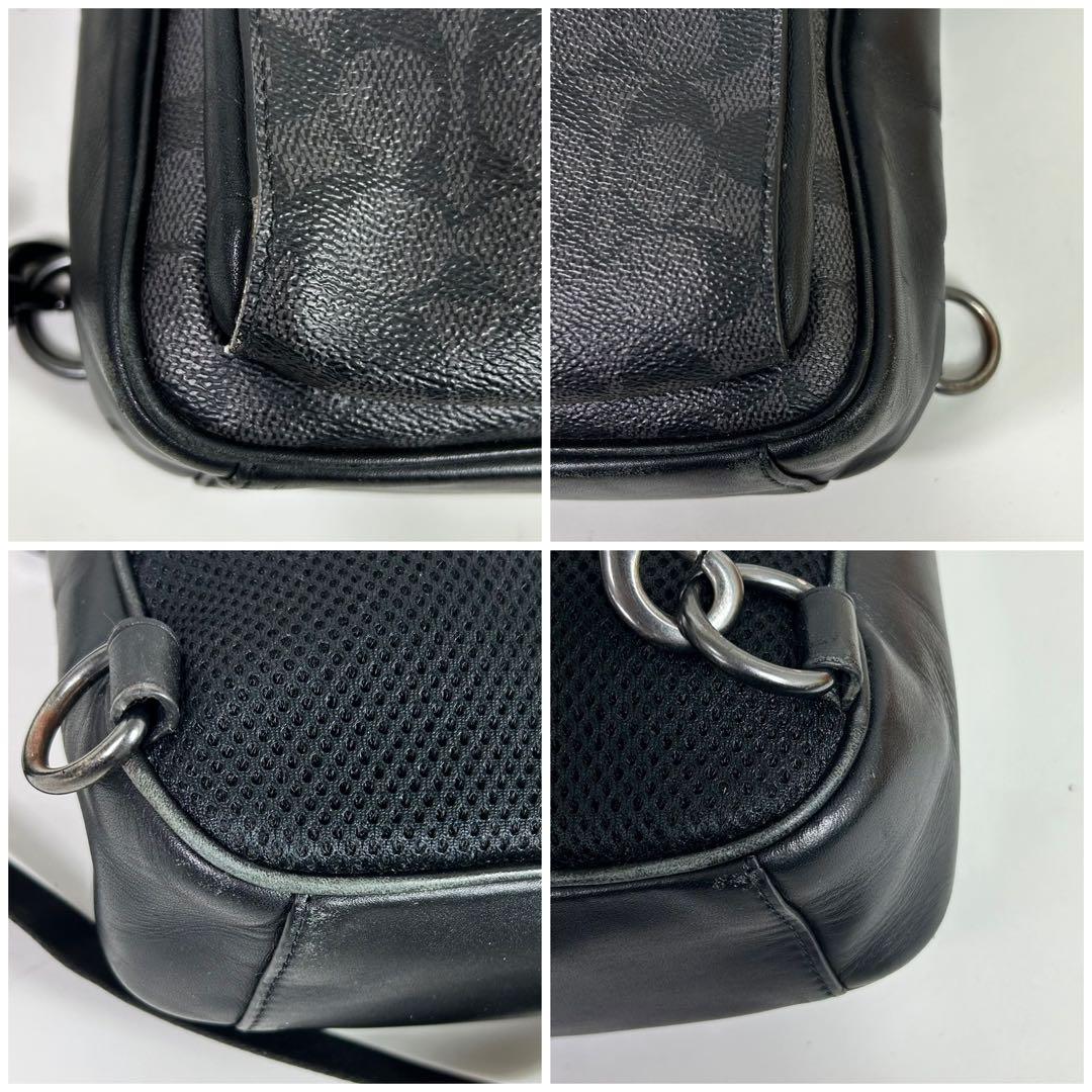 【良品】COACH コーチ ボディバッグ イーサンパック ブラック シグネチャ