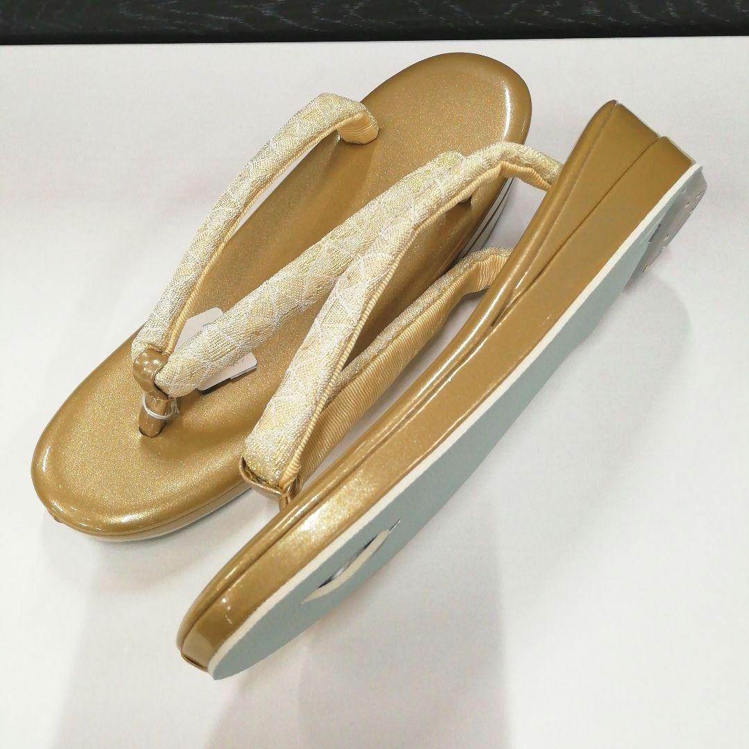 新品未使用 礼装用 佐賀錦ゴールド系草履バッグセット　フリーサイズ OL-4