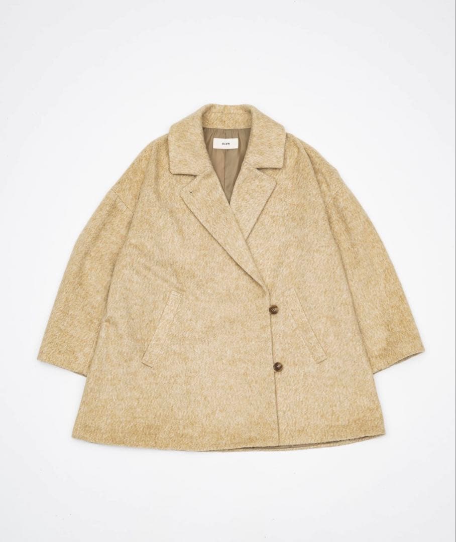 OLUN サイドボタンシャギーコート