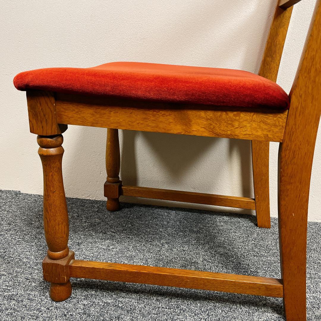 美品　浜本工芸　レトロ　アンティーク 木製チェア 赤