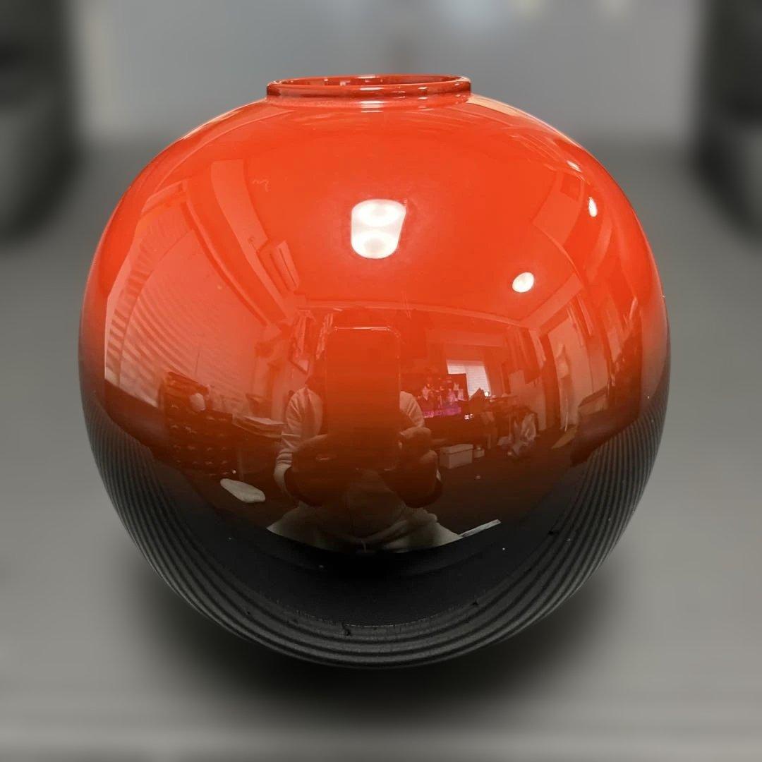 沈金　松　輪島塗　球形花器　漆器　重要無形文化財　天然漆